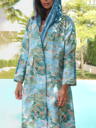 The Language Of Flowers S.FO2 -stunning scenic print abaya featuring a nature-inspired pattern that brings effortless elegance to your wardrobe